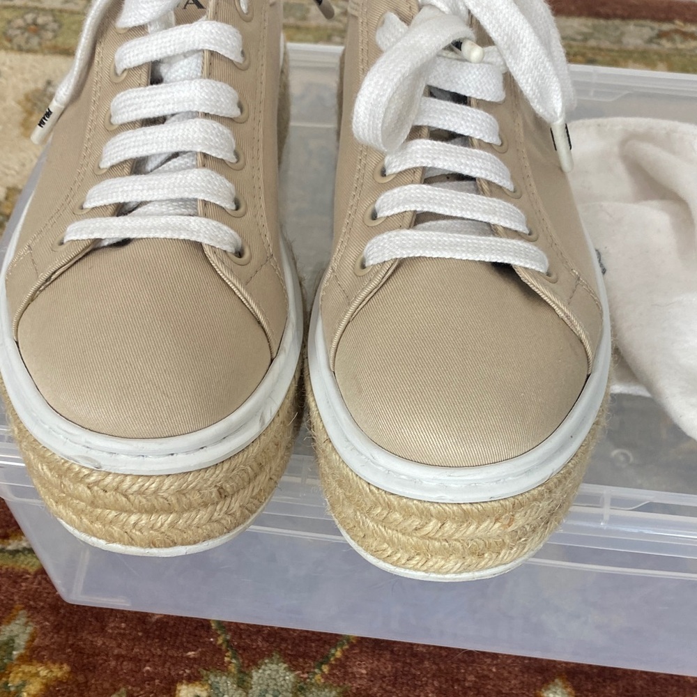 PRADA Natural Gabardine Espadrille Wedge Sneakers 38 - Picture 10 of 10